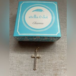 Stella & Dot, gold cross charm, new in box